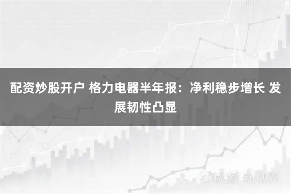 配资炒股开户 格力电器半年报：净利稳步增长 发展韧性凸显